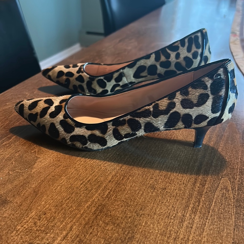 Calvin Klein leopard kitten heels.   Very cute, worn only once,  size 7.5